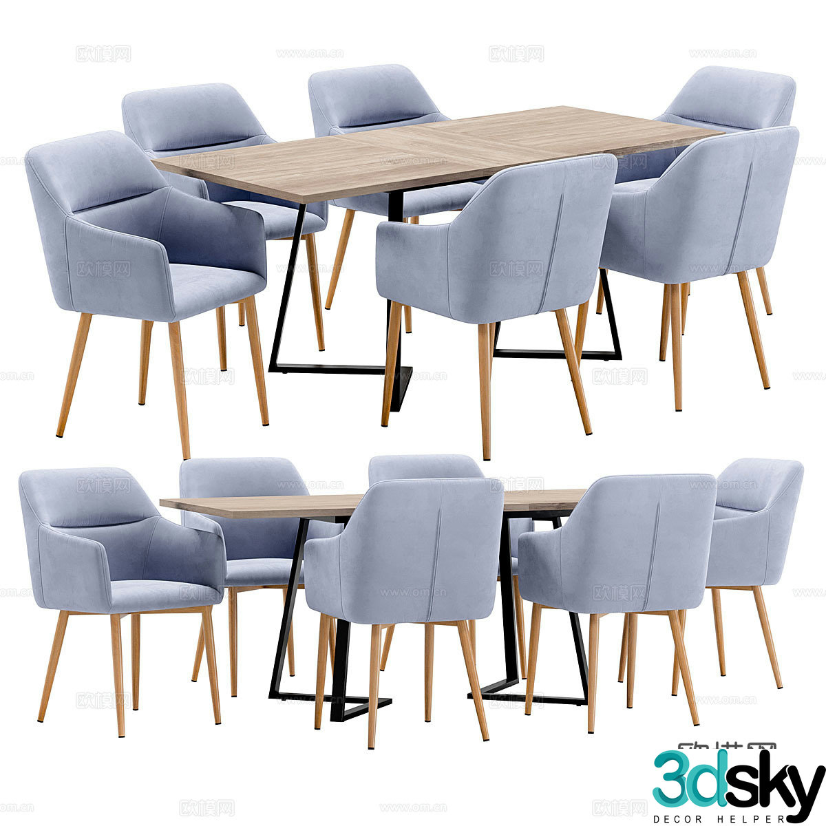 Dining table and dining chair combination 3D model