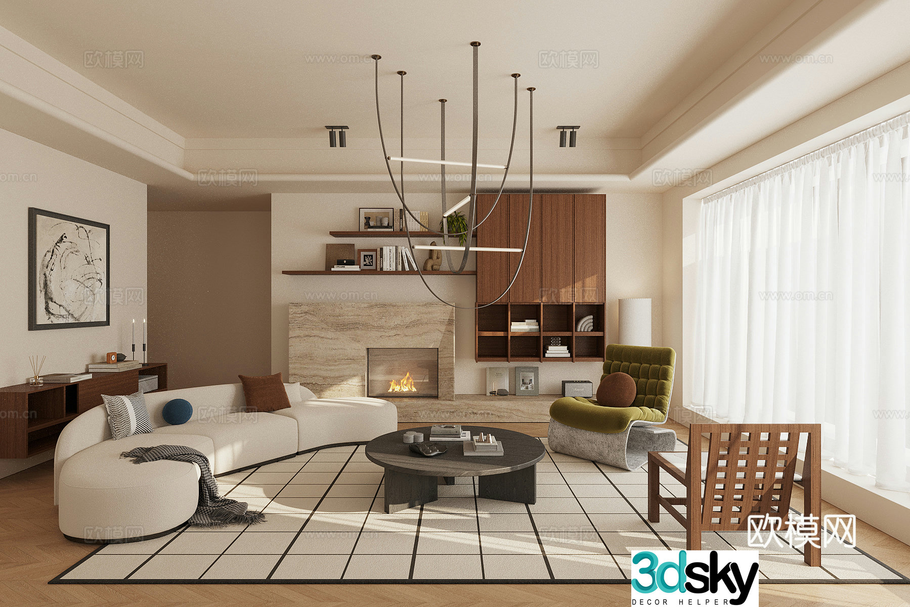 Waviva Home Living Room Small Living Room Sofa Coffee Table Combination 3D Model