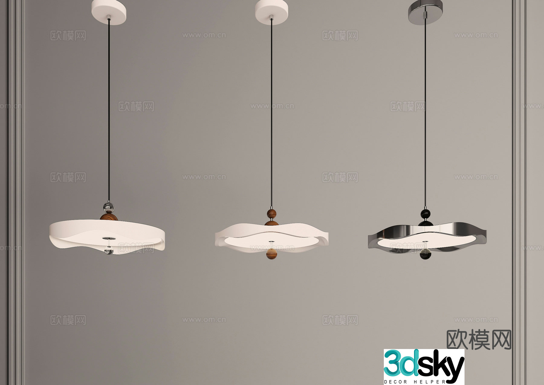 Restaurant Chandeliers Middle Chandeliers Creamy Chandeliers UFOs French Chandeliers 3D Model