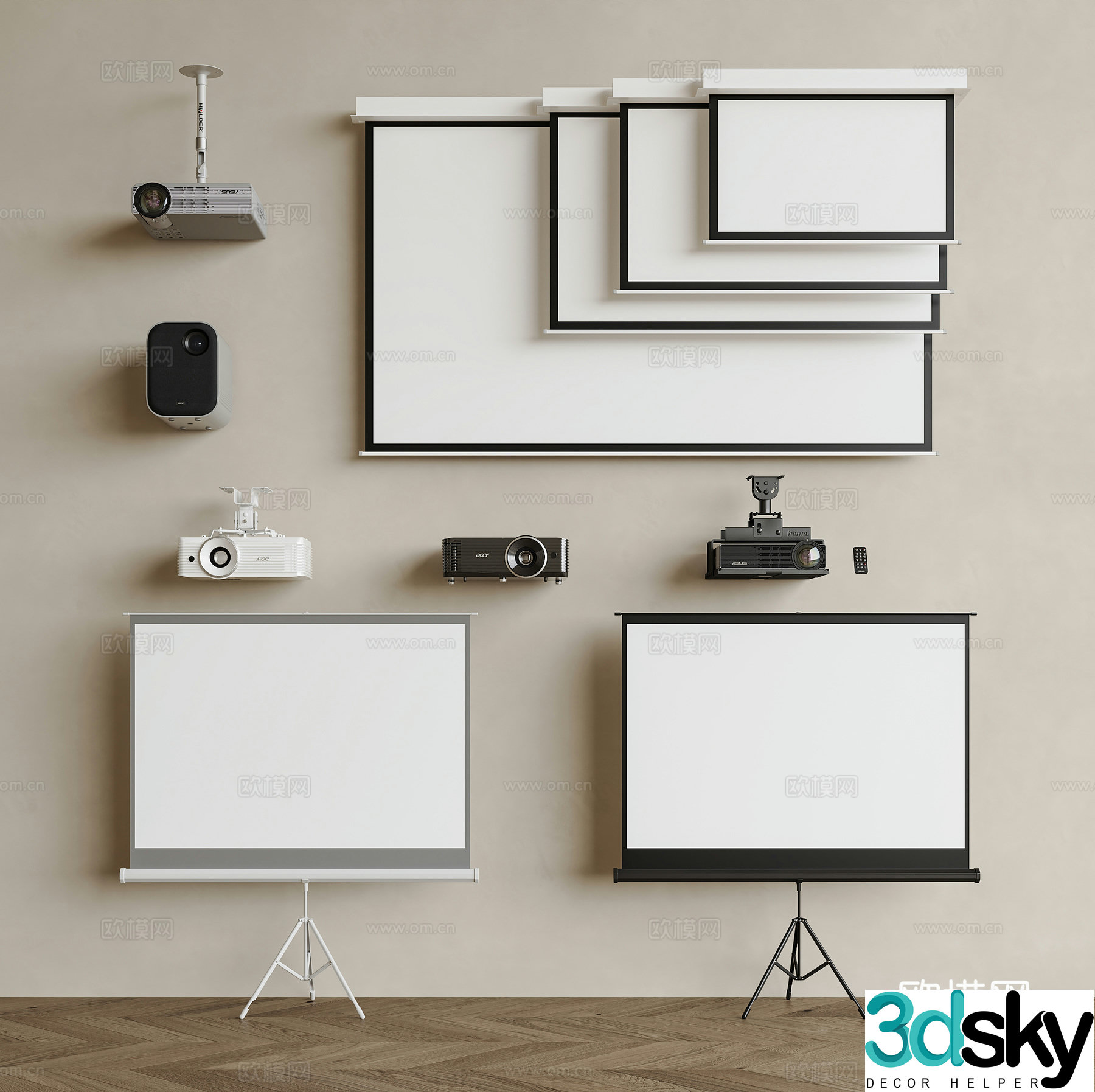 Projection Projector Projection Screen Mobile Projection Screen Projection Screen 3D Model