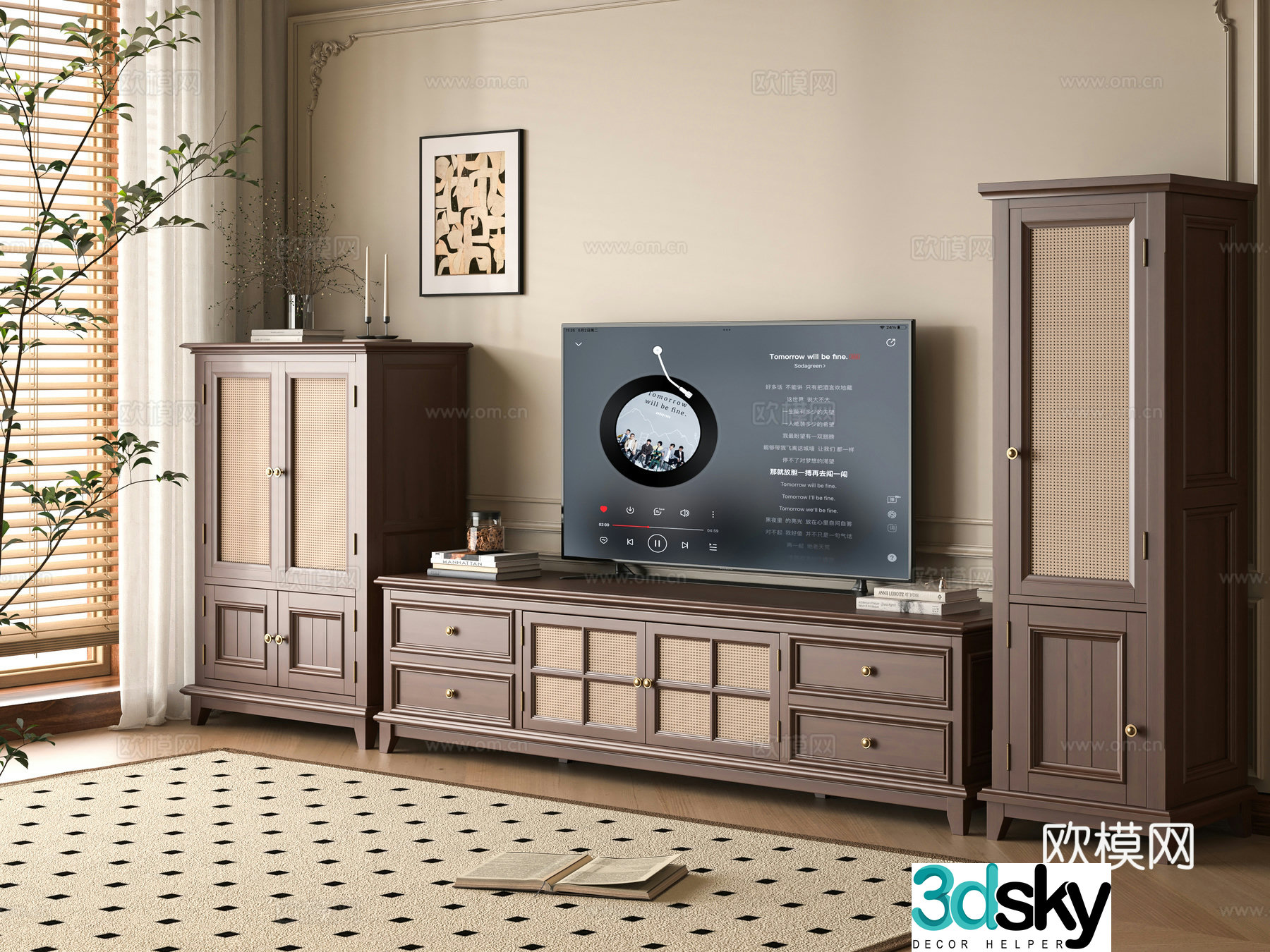 Middle-aged TV cabinet 3D model