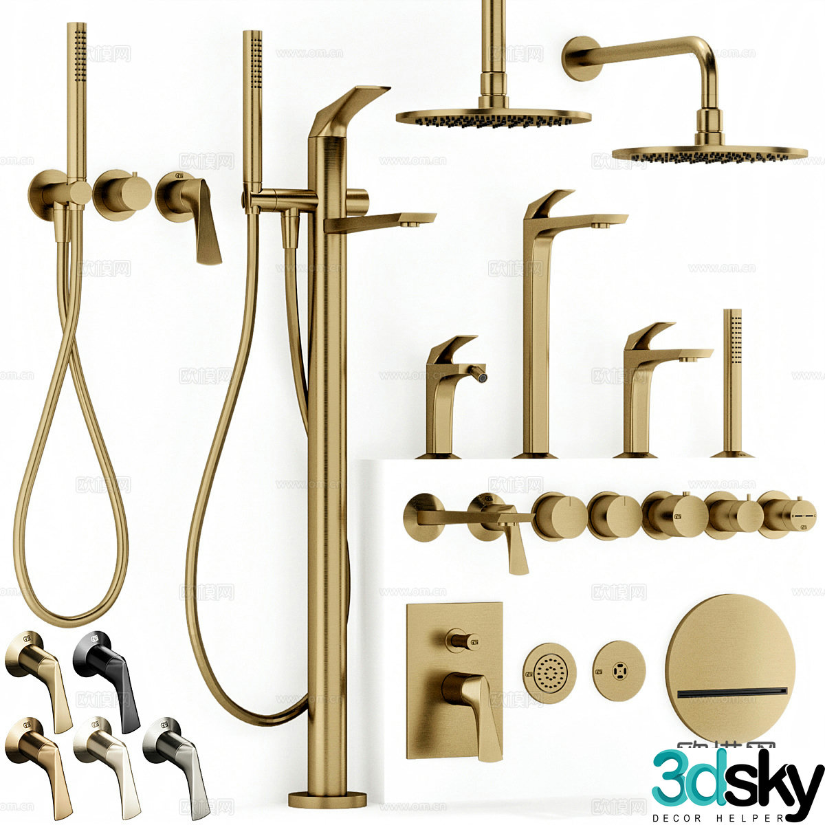 New Chinese style light luxury Gessi Ventaglio bathroom faucet 3D model