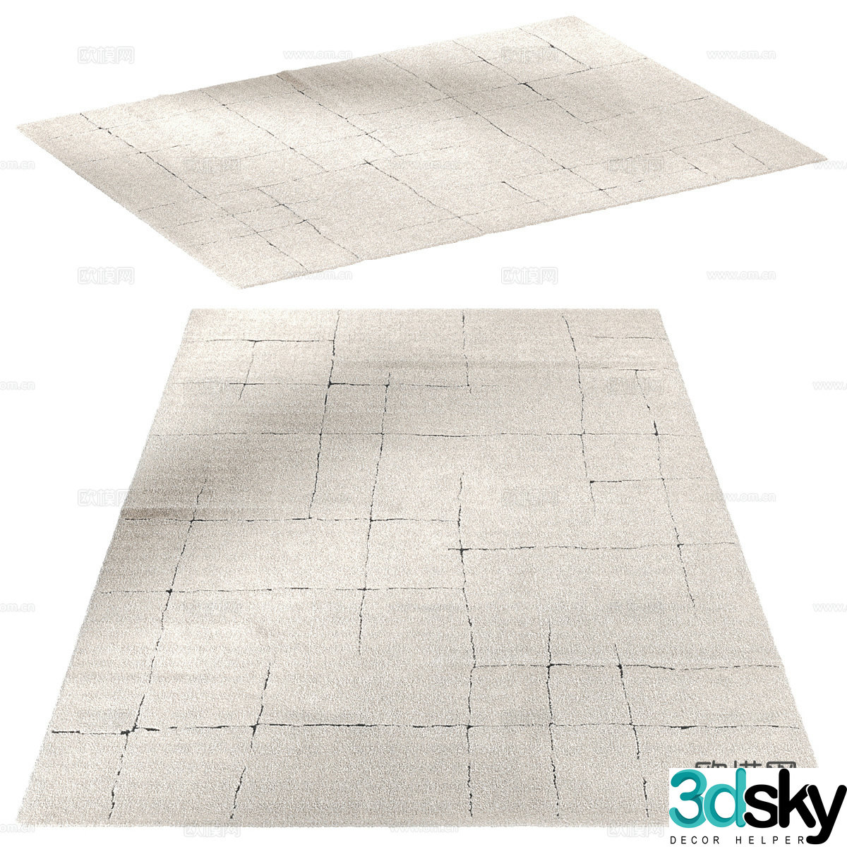 New Chinese style Ashmin Machine wool carpet 3d model