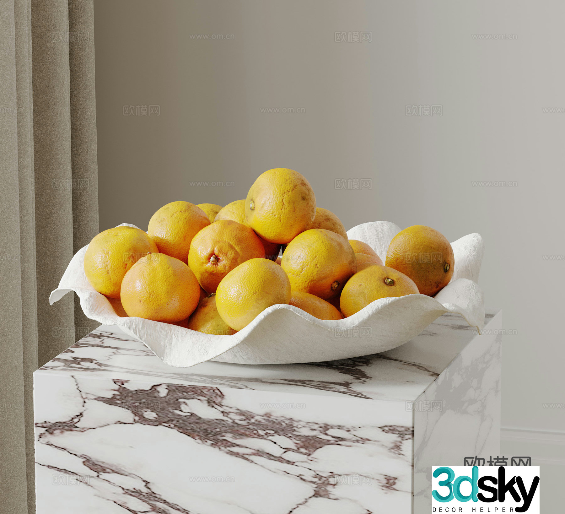 Modern fruit orange orange curtain 3d model