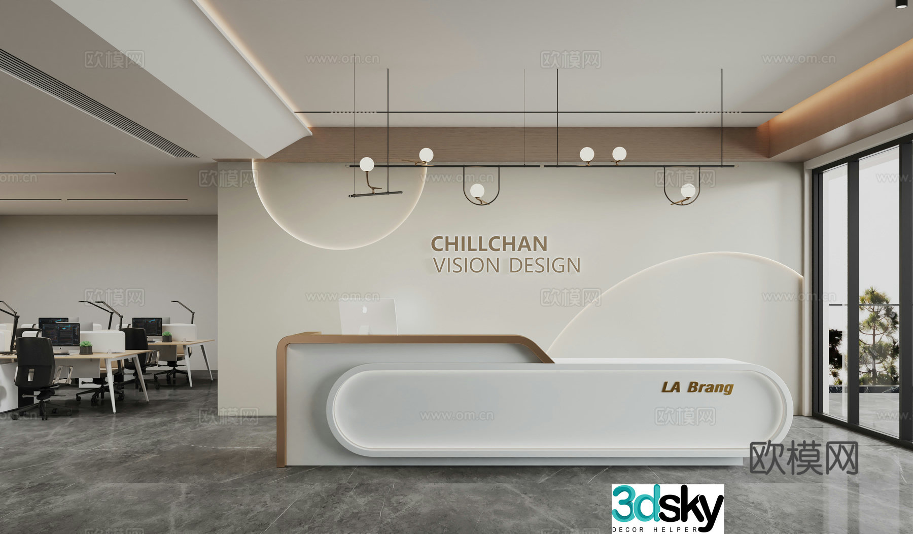 Modern company front desk 3D model