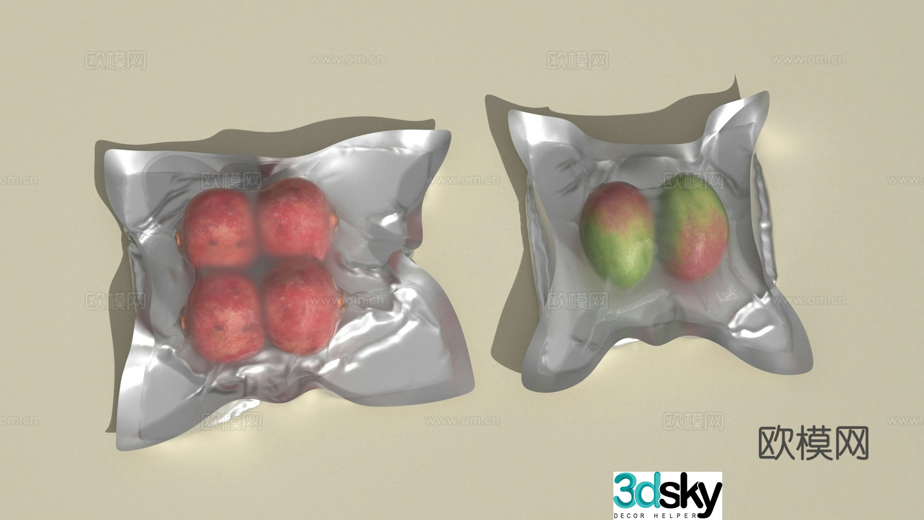 Pomegranate mango vacuum packaging fruit 3d model