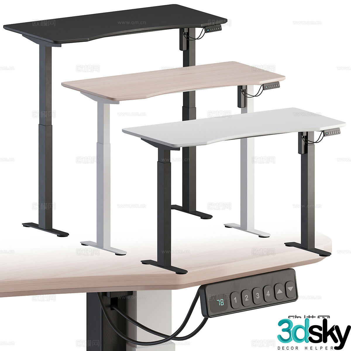 Modern writing desk desk lift desk 3d model