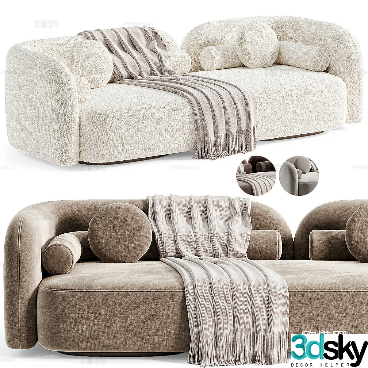 Modern cream style LIALO casual sofa 3d model