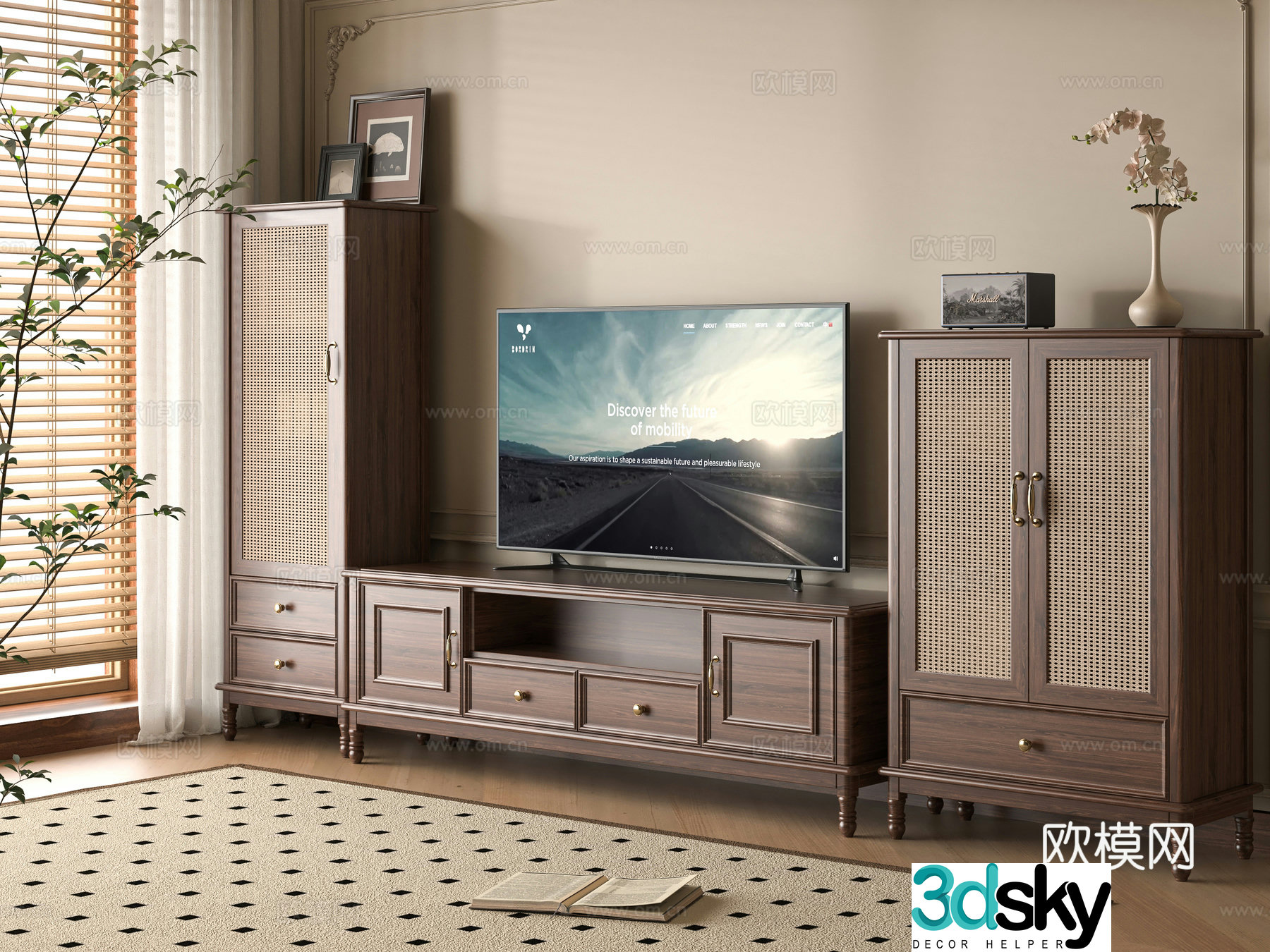 Middle-aged TV cabinet 3D model
