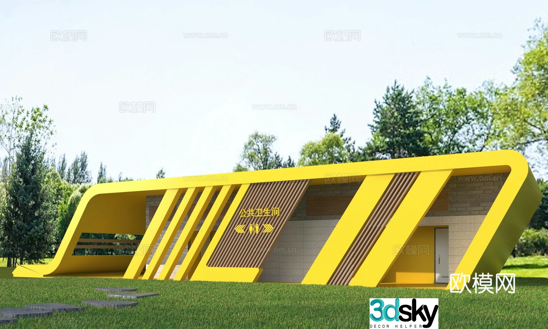 Modern public toilet 3d model