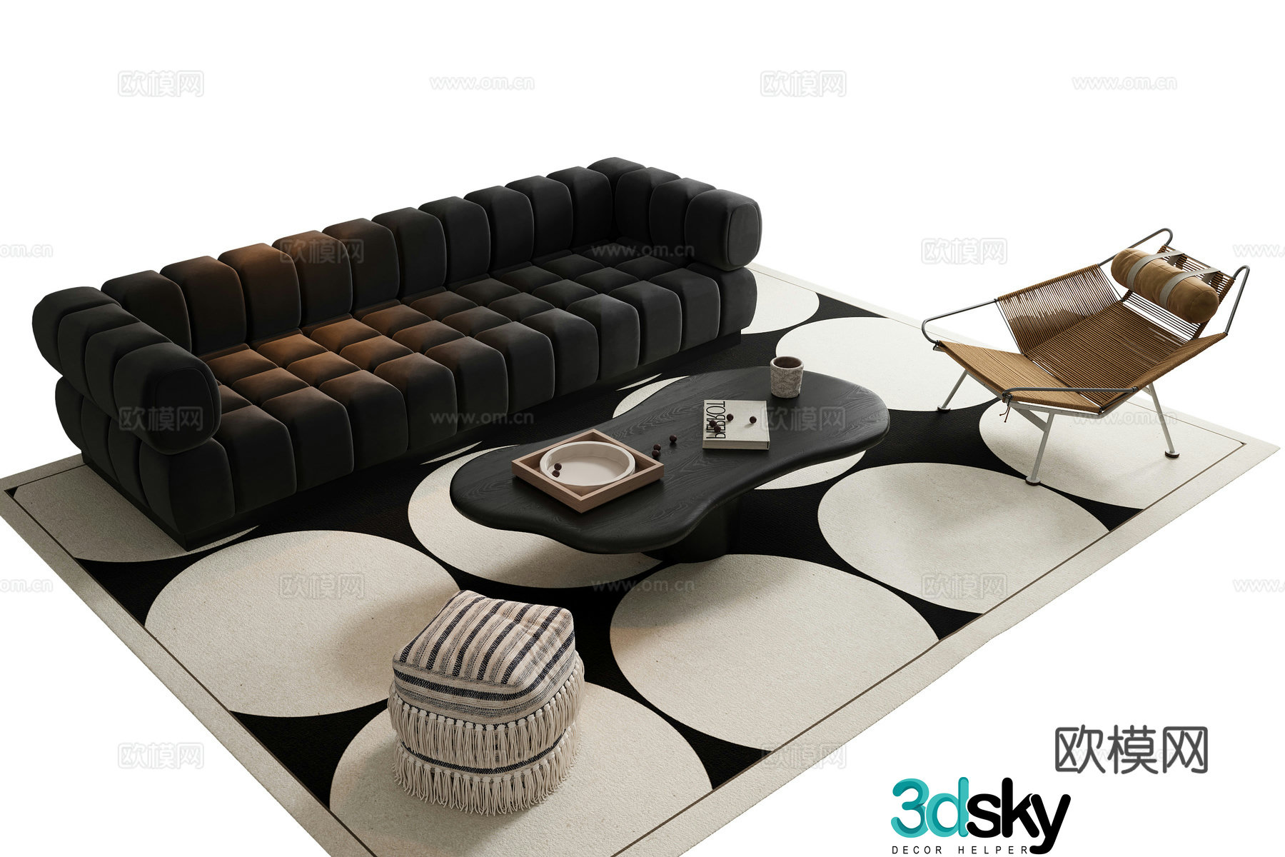 Modern sofa coffee table combination 3D model