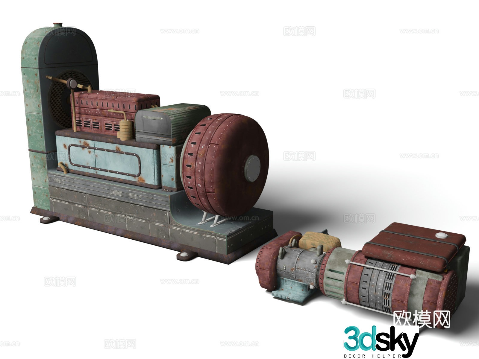 Ancient Machines Old Equipment Wasteland Style Machines Waste Machines 3D Model