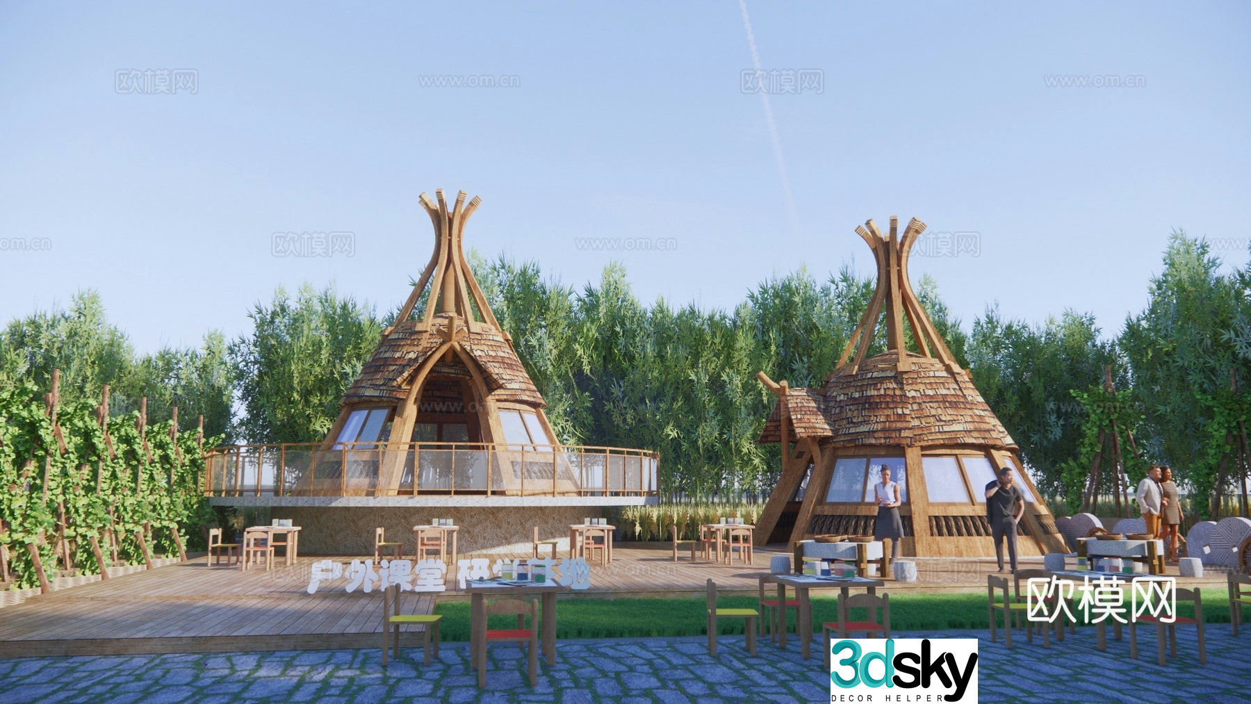 Modern Forest B&B Wooden House Study Camp Study Education Base Ecological B&B Wooden House Ecological 3D Model