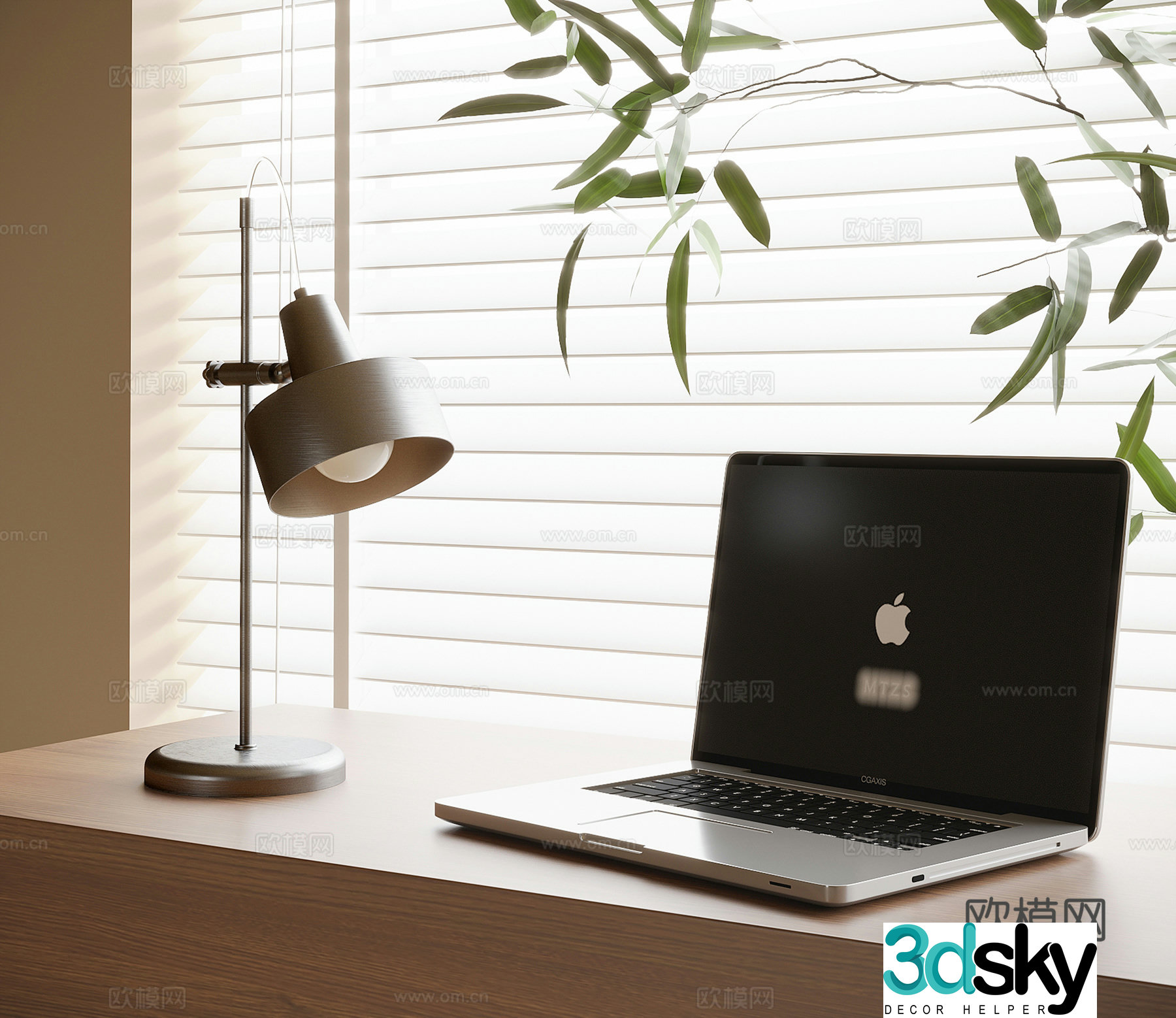 Modern desk lamp laptop 3d model