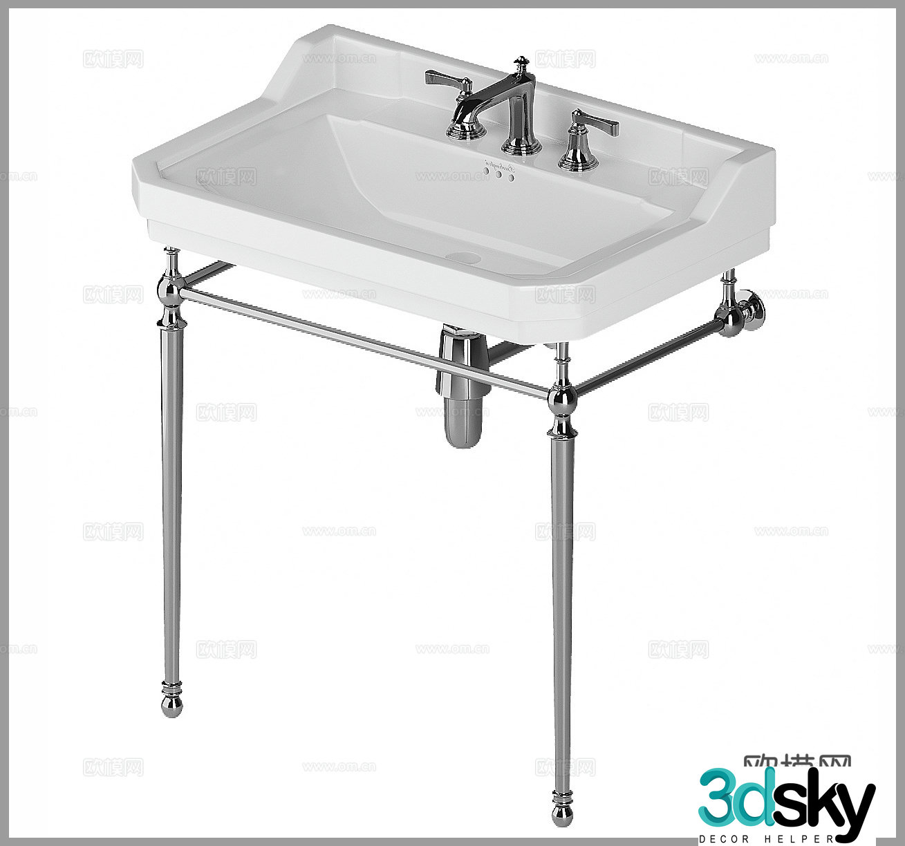 Simple European hand sink Simple hand sink Basin Public toilet Classical hand sink Faucet 3D model