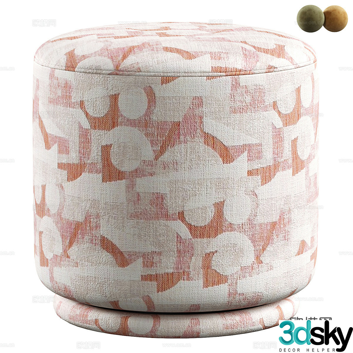 New Chinese style fabric stool 3D model
