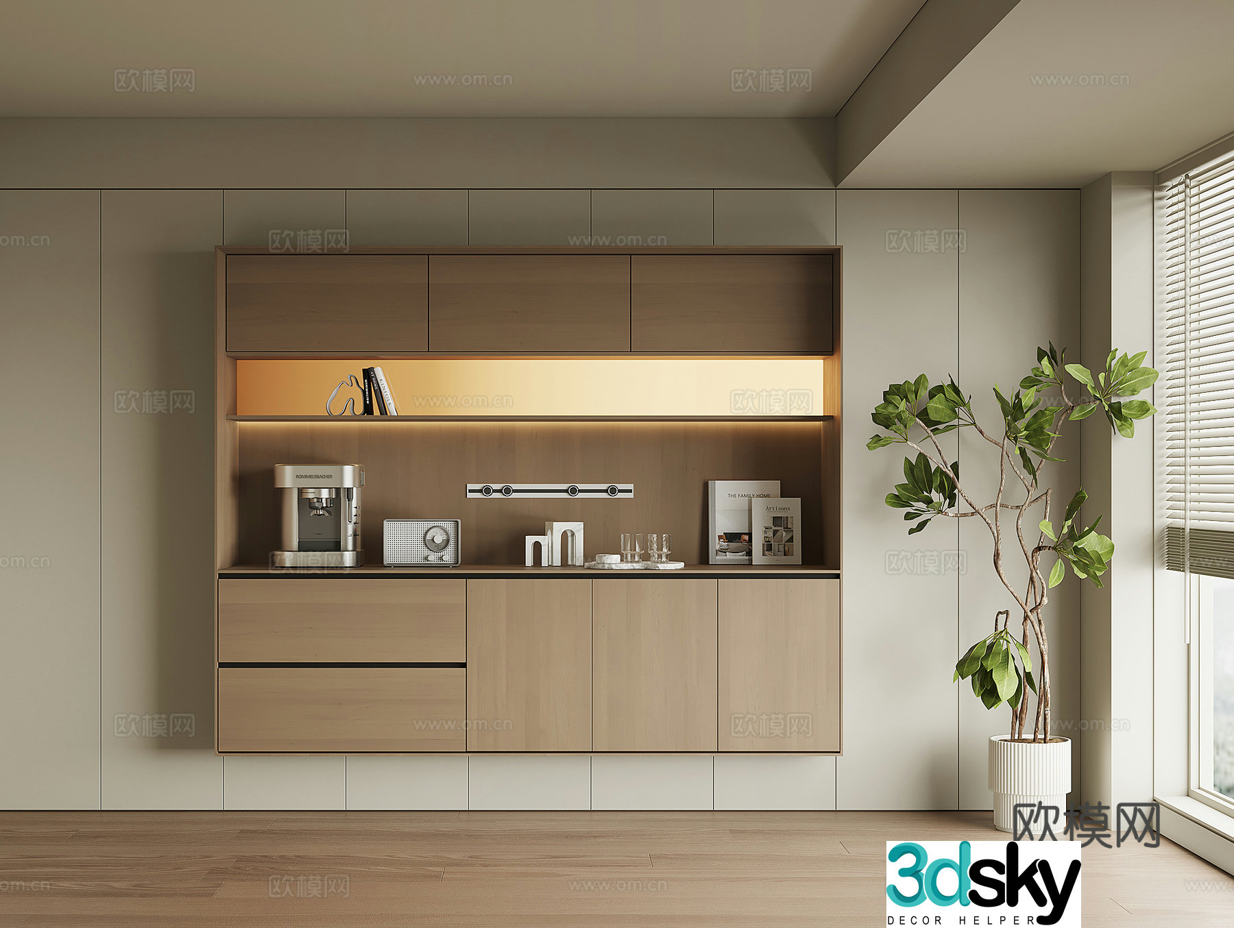 Modern home sideboard 3D model