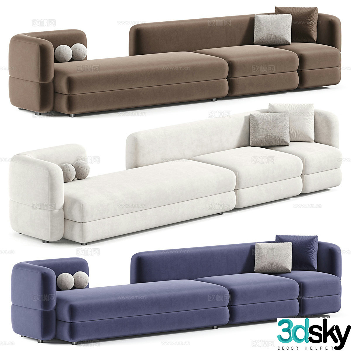 Modern Italian Brera 4 casual sofa 3d model