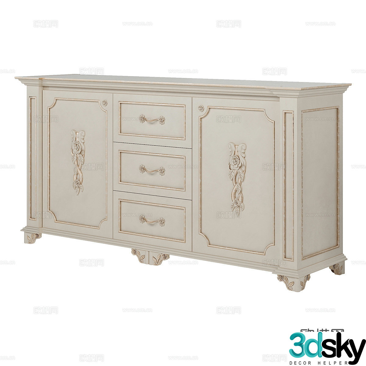 Simple European side cabinet European side cabinet American tea cabinet dining cabinet Decorative cabinet Display cabinet Classical 3D model