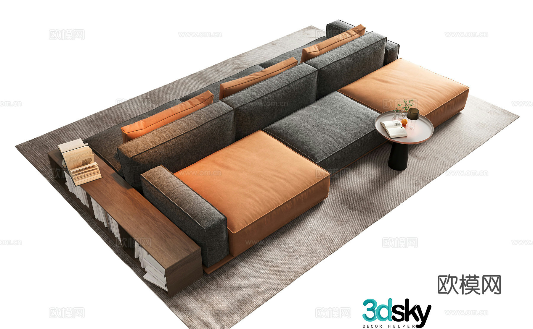 Modern sofa coffee table combination 3D model