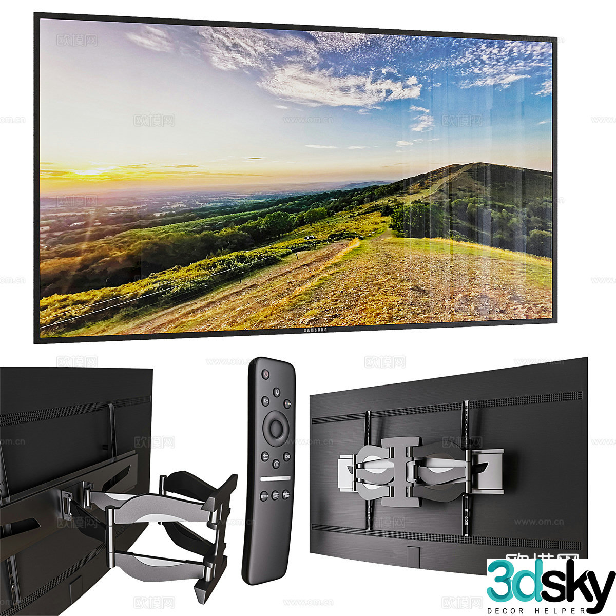 Samsung RU7400 Wall-mounted TV 3D Model