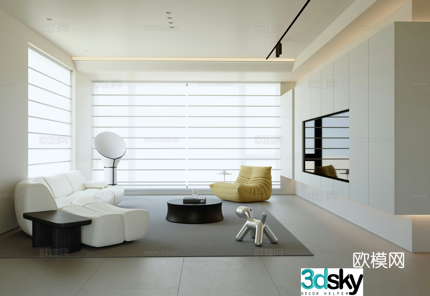 Modern minimalist living room 3d model