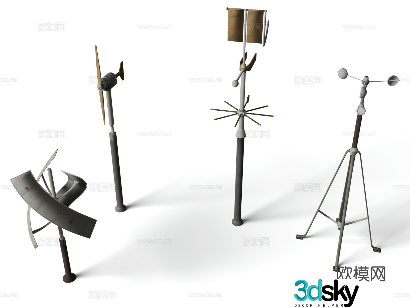 Meteorological instruments Weather forecast instruments Wind direction instrument 3D model