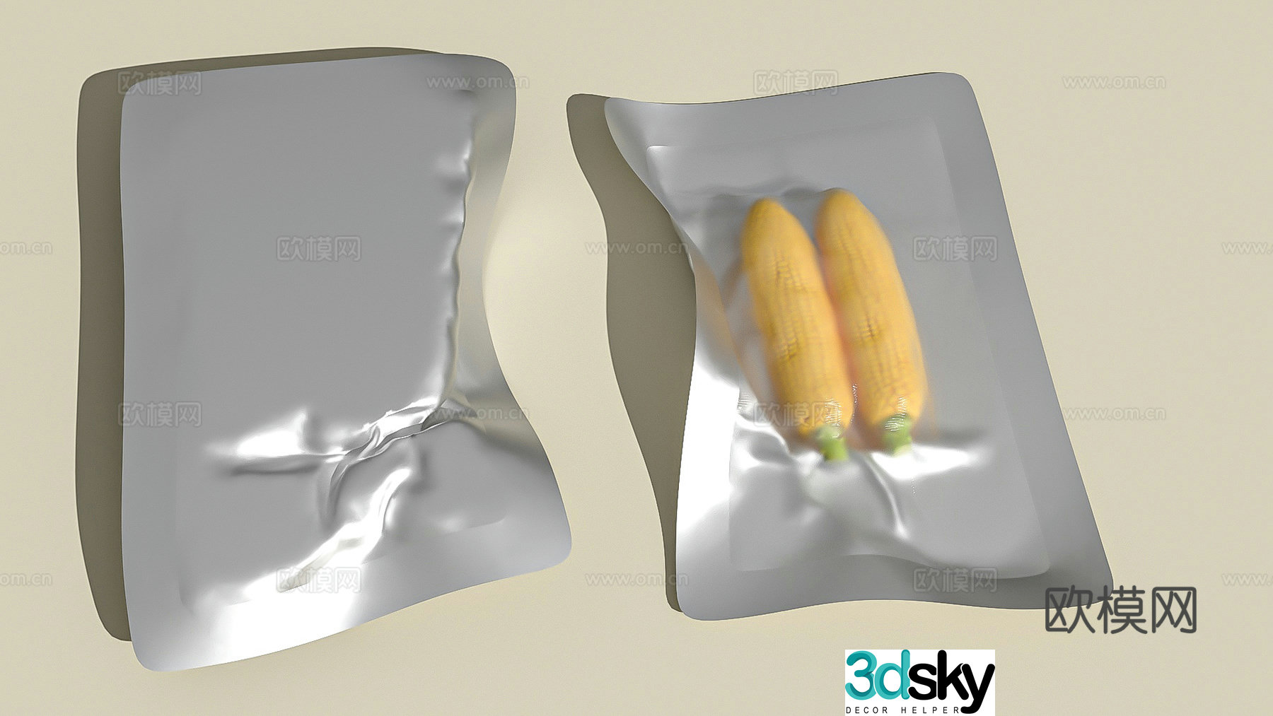 Corn vacuum packaging fresh food food 3d model