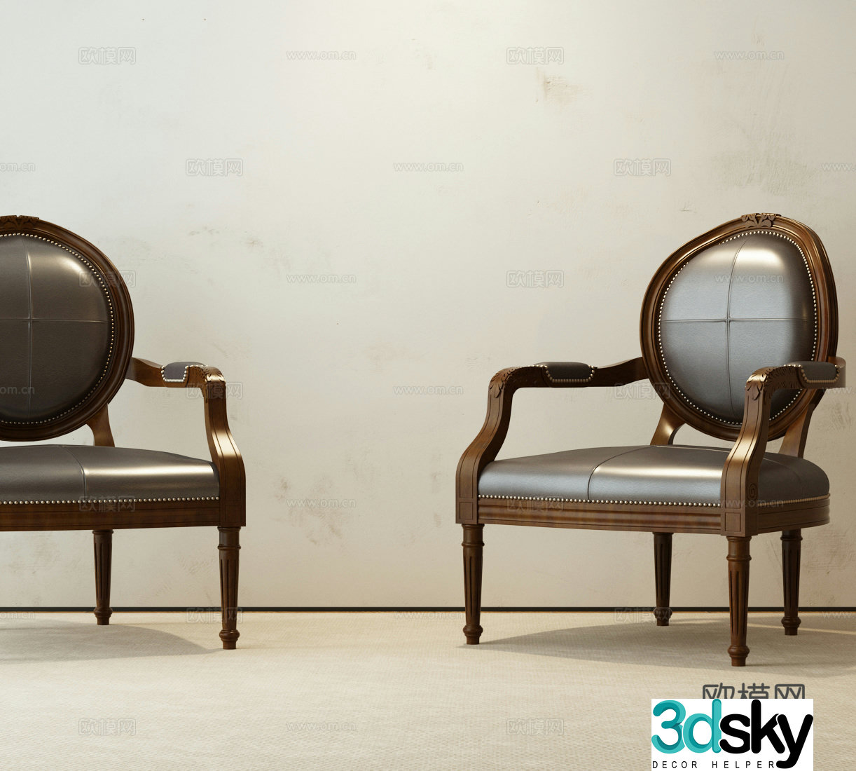 American dining chair American single chair 3d model
