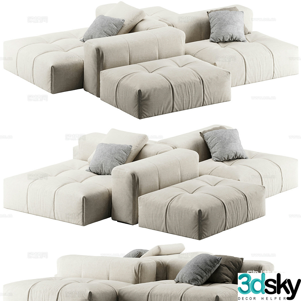 Modern Italian Pixel Combination Sofa 3D Model