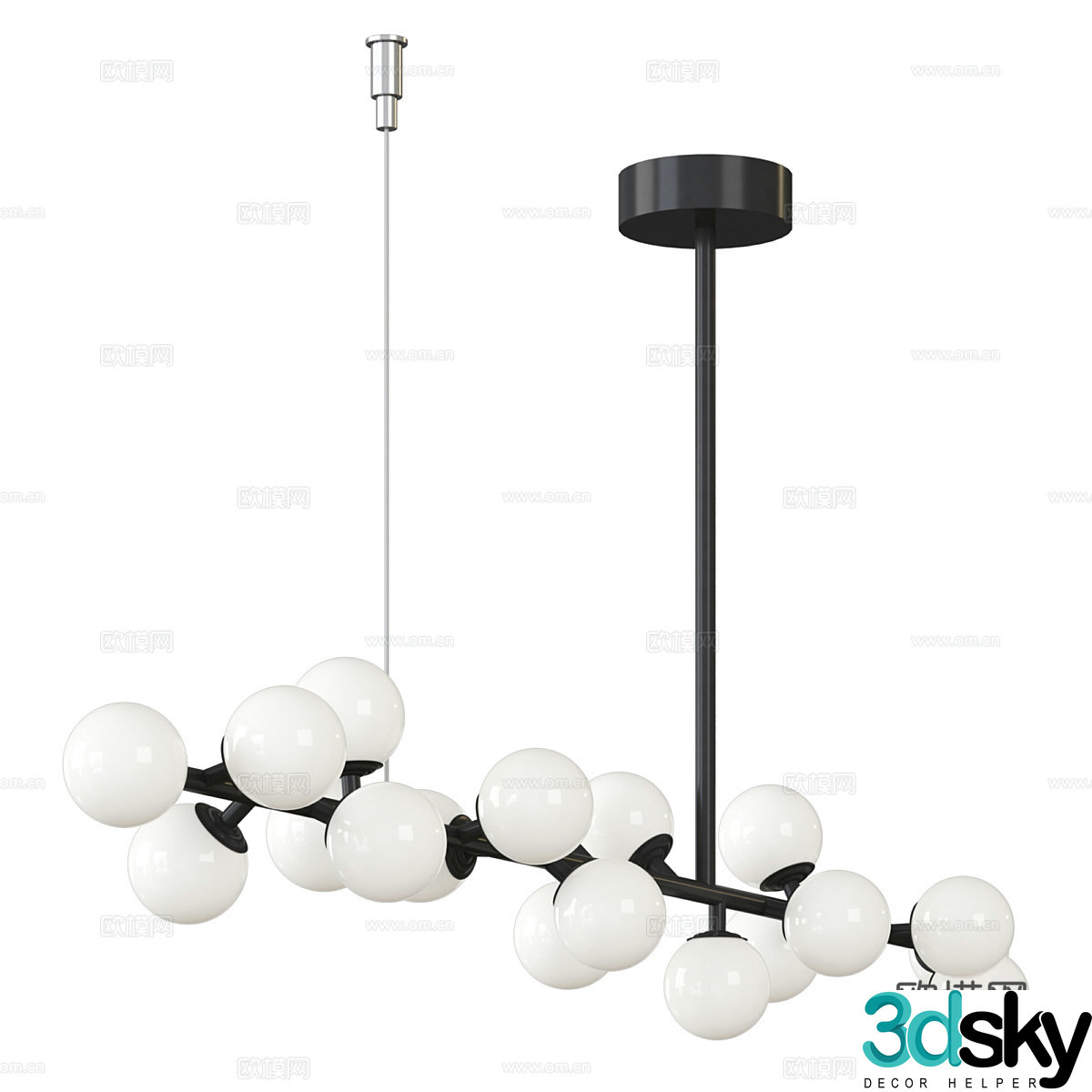 Modern Italian linear spherical chandelier 3d model