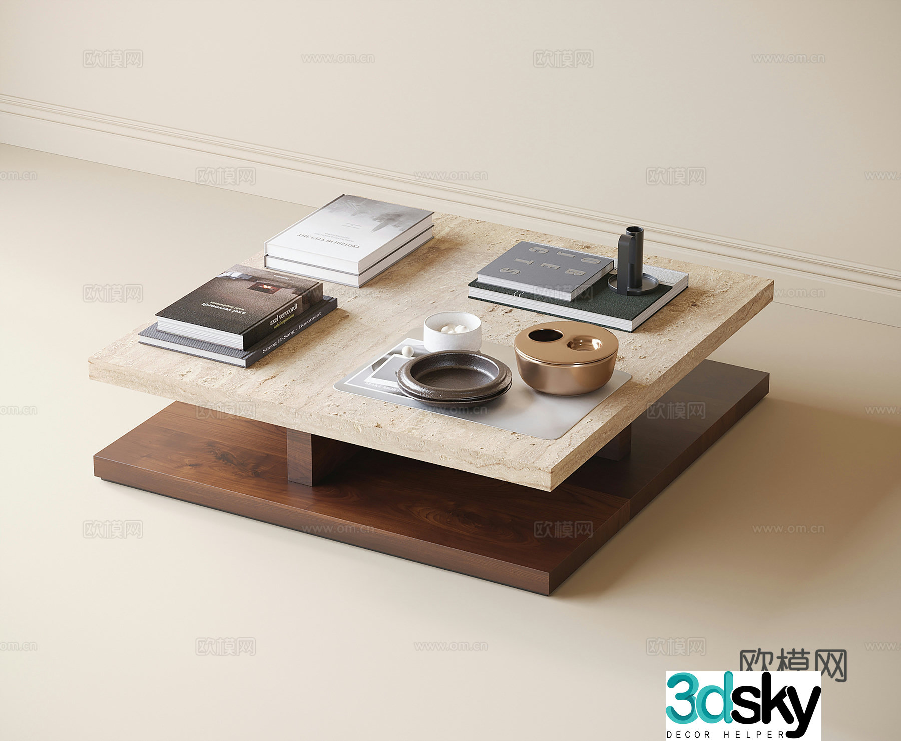 Modern coffee table coffee table decoration 3d model