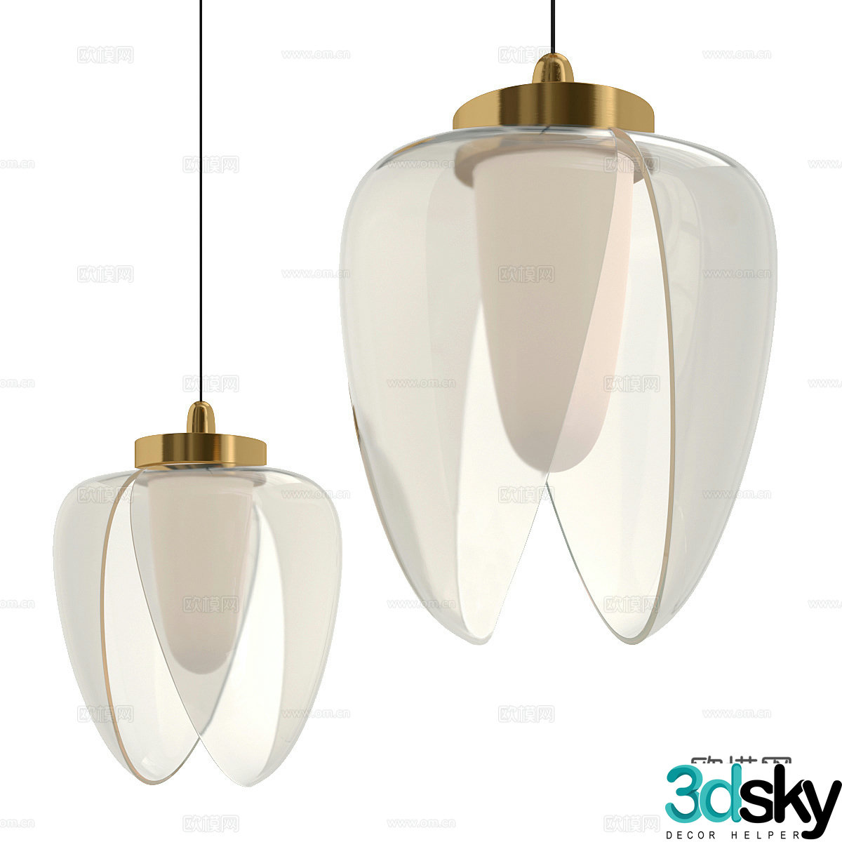 New Chinese style light luxury flower decorative chandelier 3D model