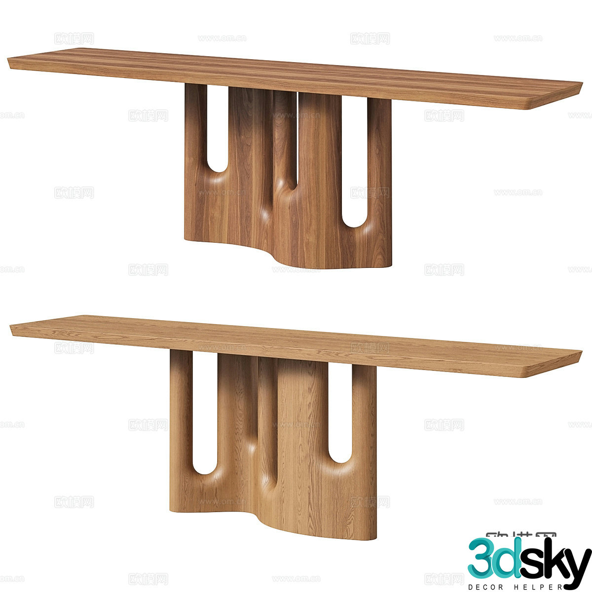 New Chinese style wasabi solid wood end view 3D model