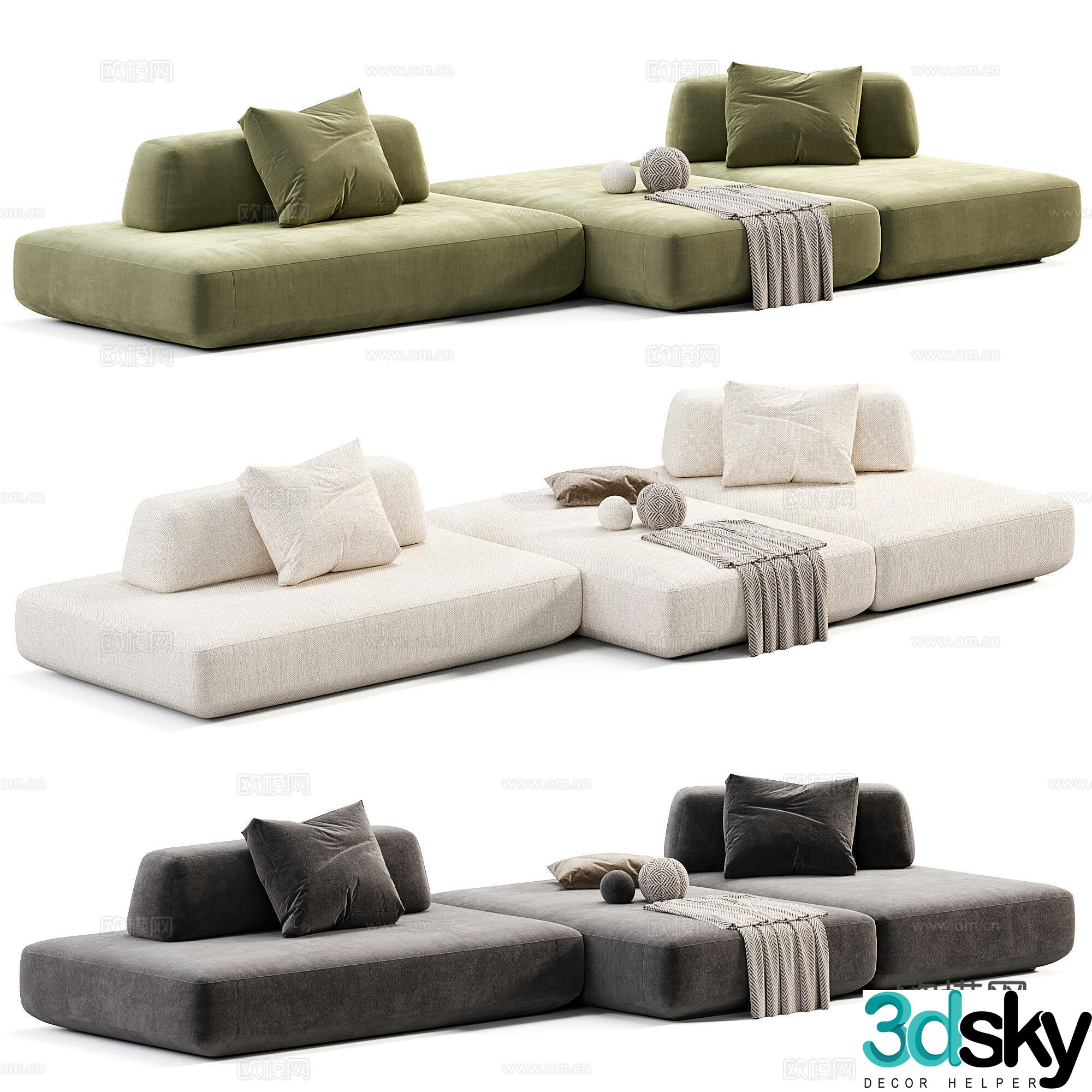 Modern multi-person sofa Module sofa 3d model