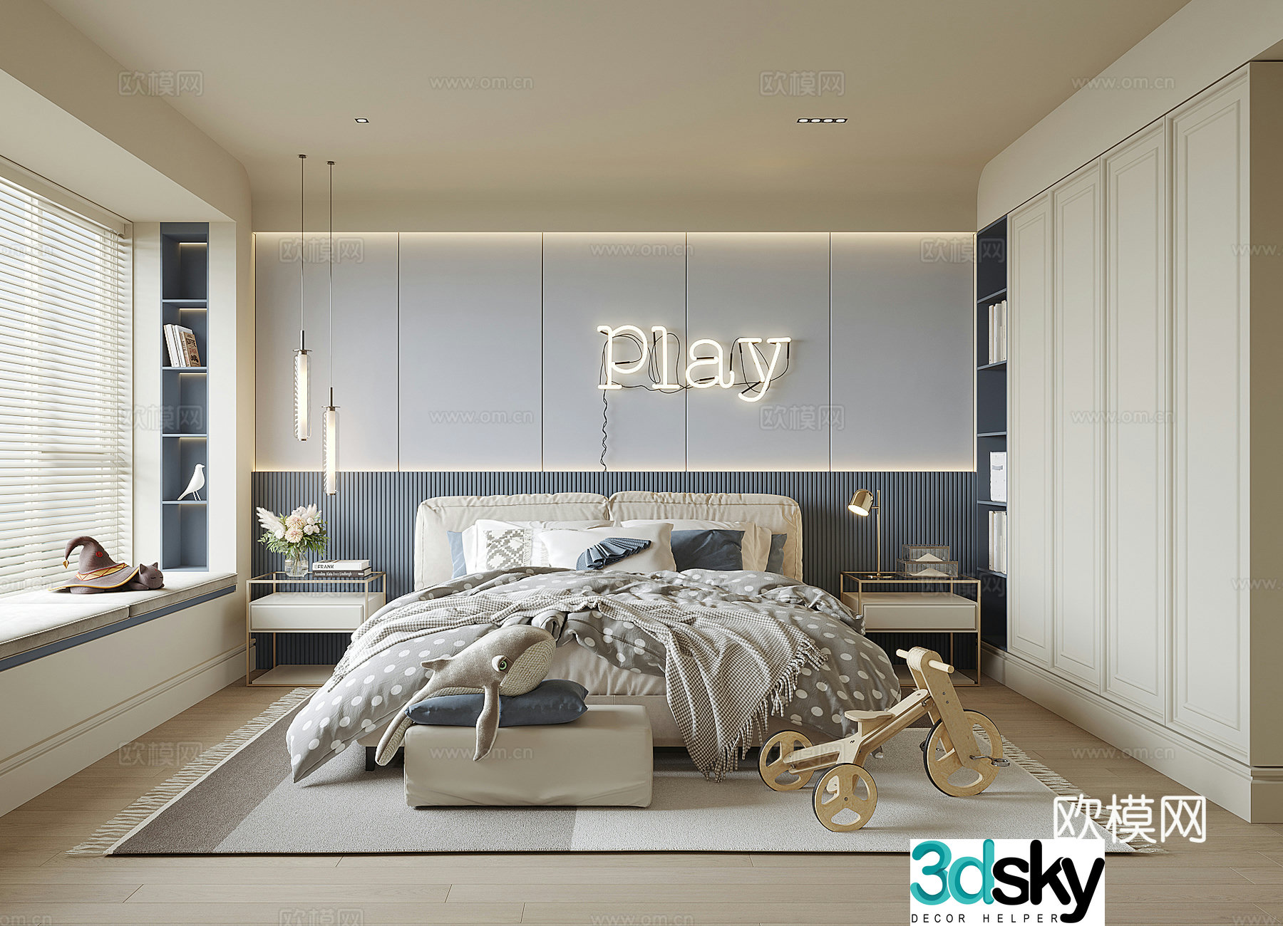 Modern boy room 3d model