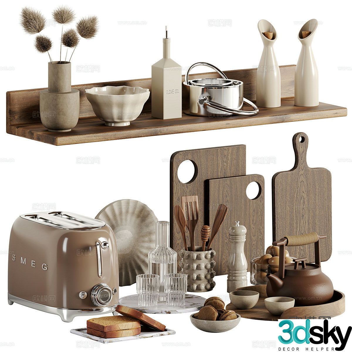 New Chinese kitchen utensils tea set 3D model
