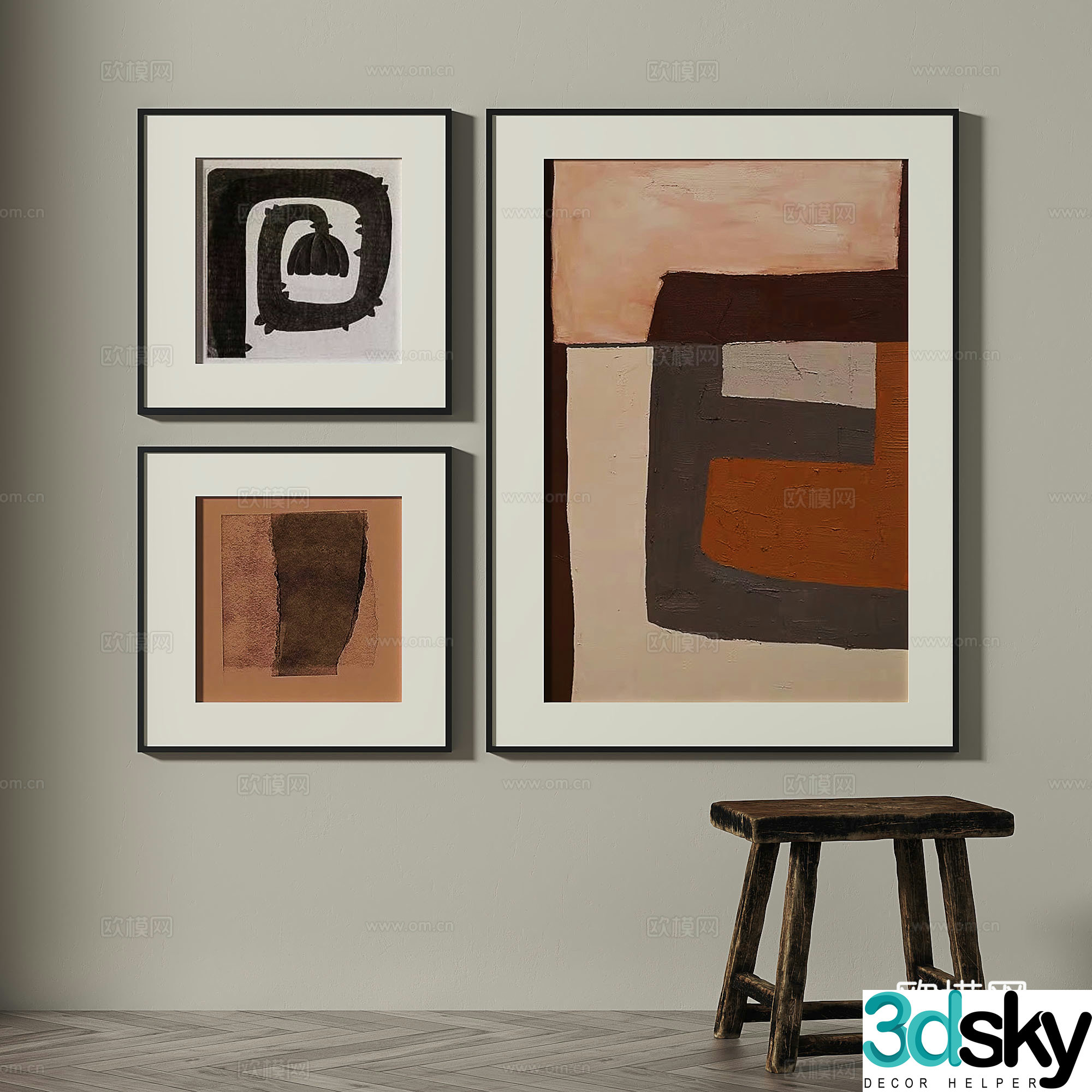 Modern medieval retro decorative painting 3d model