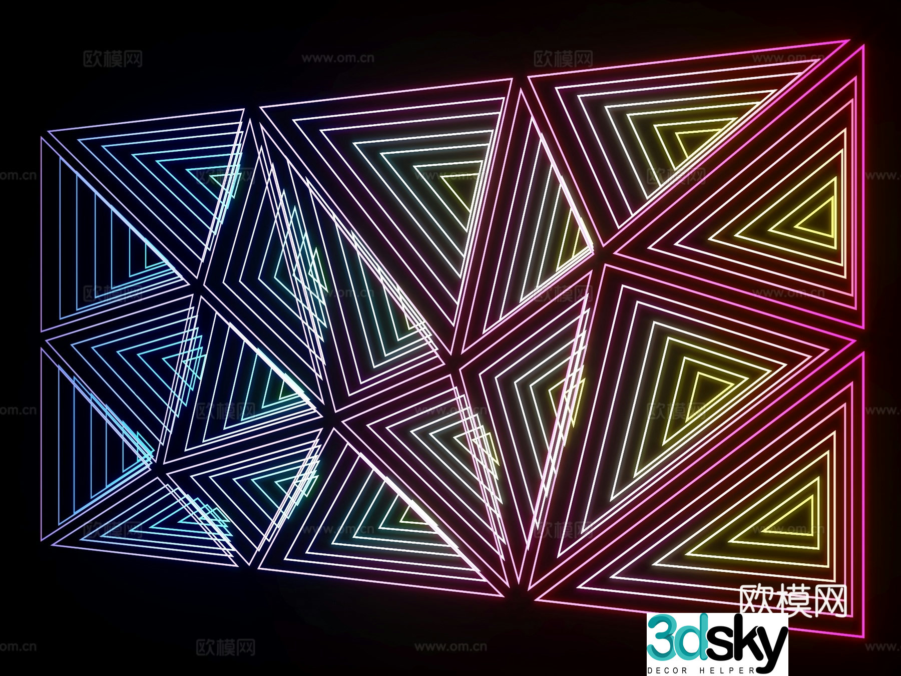 Alien neon lights triangle grid neon lights modern neon lights beautiful lights beautiful background 3d model