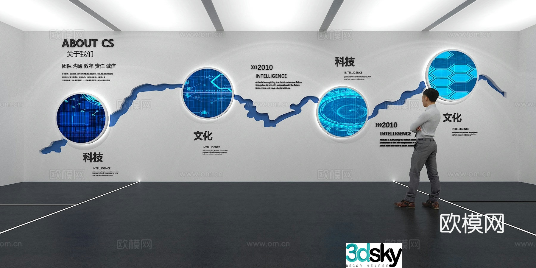Cultural wall Corporate culture wall Display wall Classroom Exhibition hall Campus culture Corridor 3D model