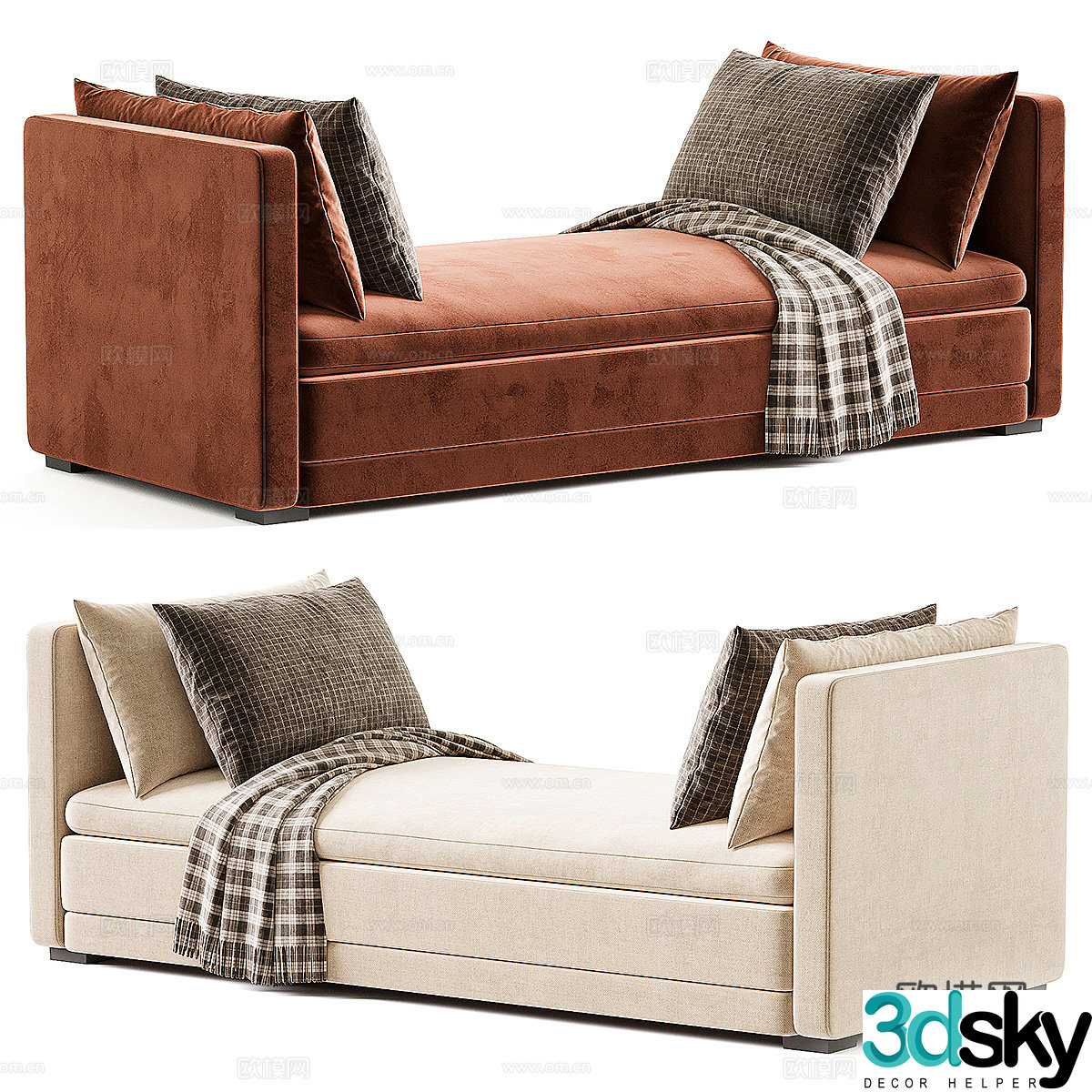 New Chinese light luxury Elvie chaise longue 3D model