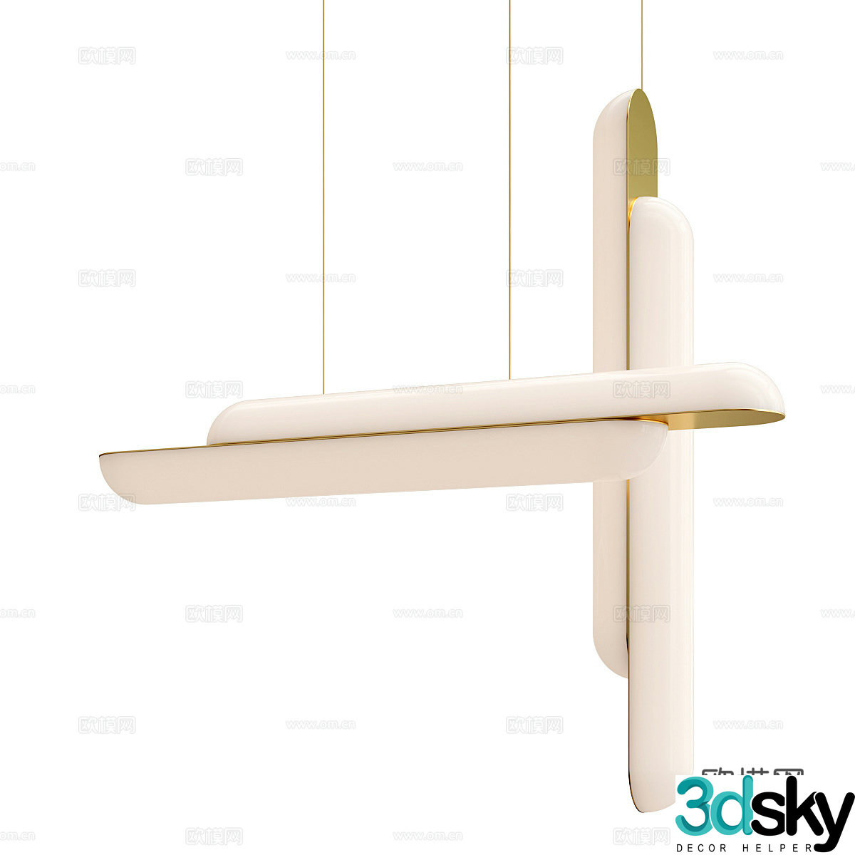 New Chinese style light luxury decorative chandelier 3D model