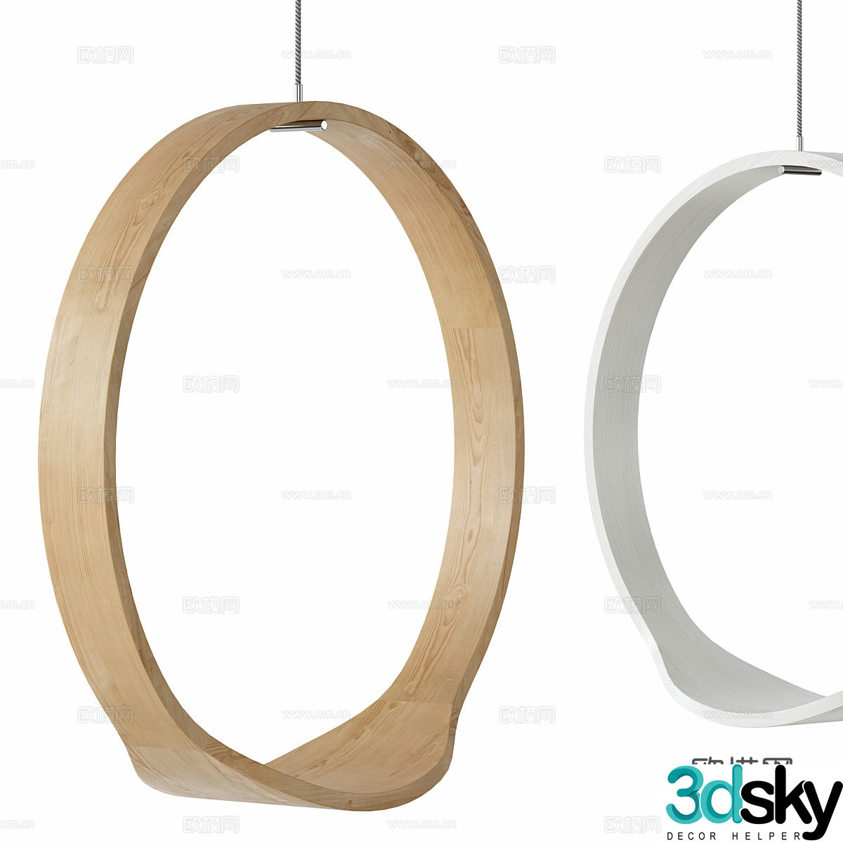 New Chinese-style solid wood swing chair 3D model