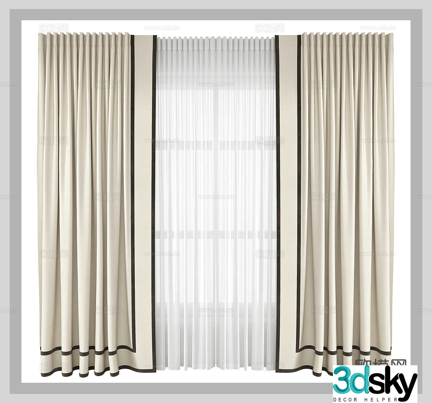 Wasabi curtains cloth curtains gauze curtains homestay curtains hotel curtains 3D model