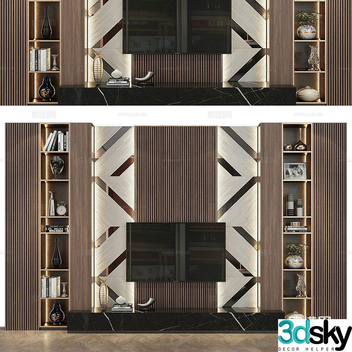 TV cabinet background wall 3d model