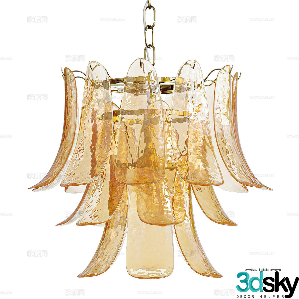 New Chinese style light luxury Murano glass chandelier 3D model