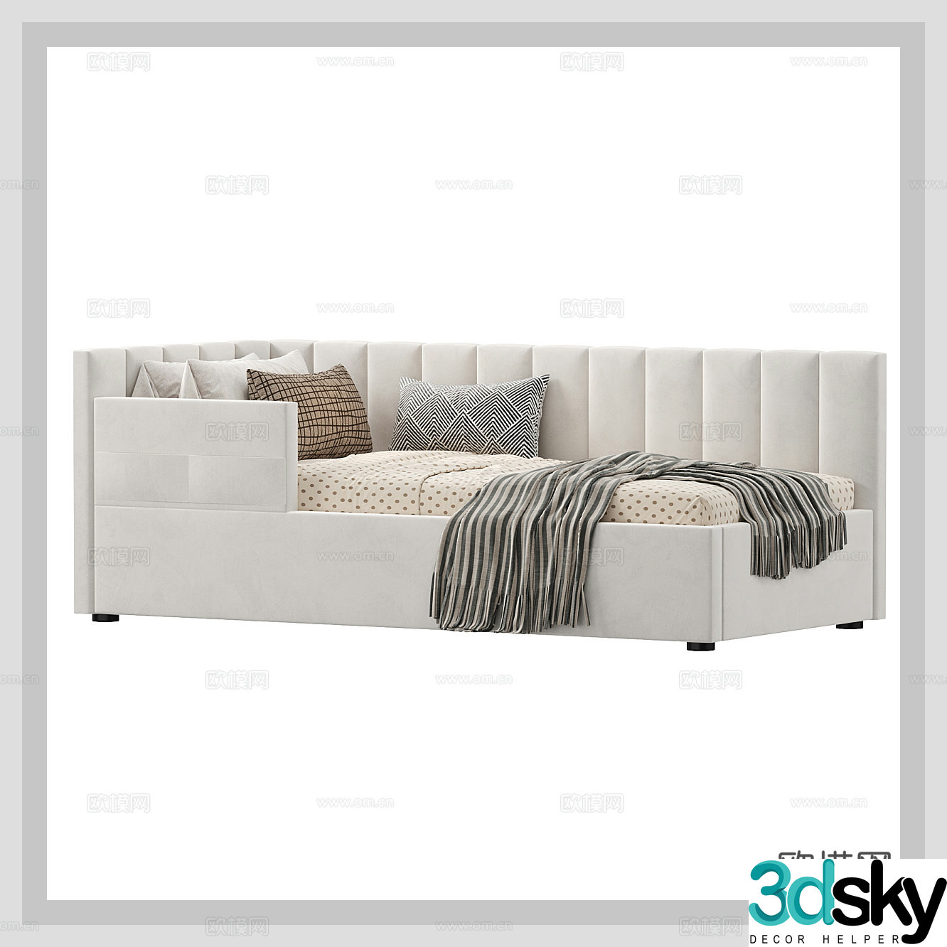 Modern children’s bed children’s bed boy’s bed girl’s bed single bed bedding milky white kid 3d model