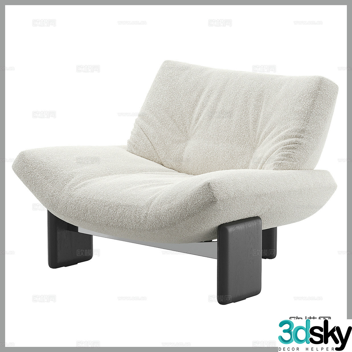 Creamy style leisure chair lamb velvet leisure chair lamb velvet single sofa lamb velvet sofa chair sheep 3d model