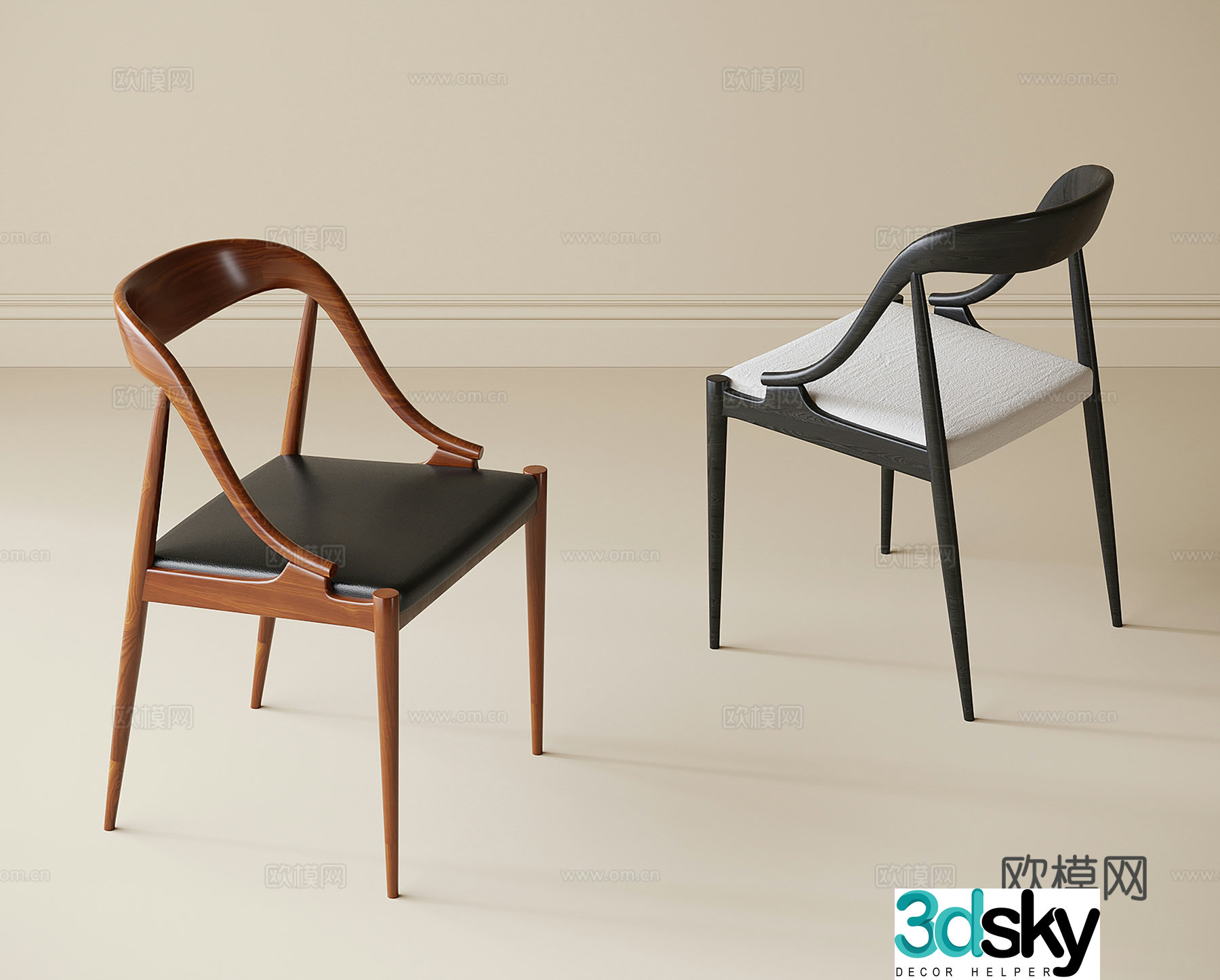 Modern dining chair single chair tea chair book chair 3d model