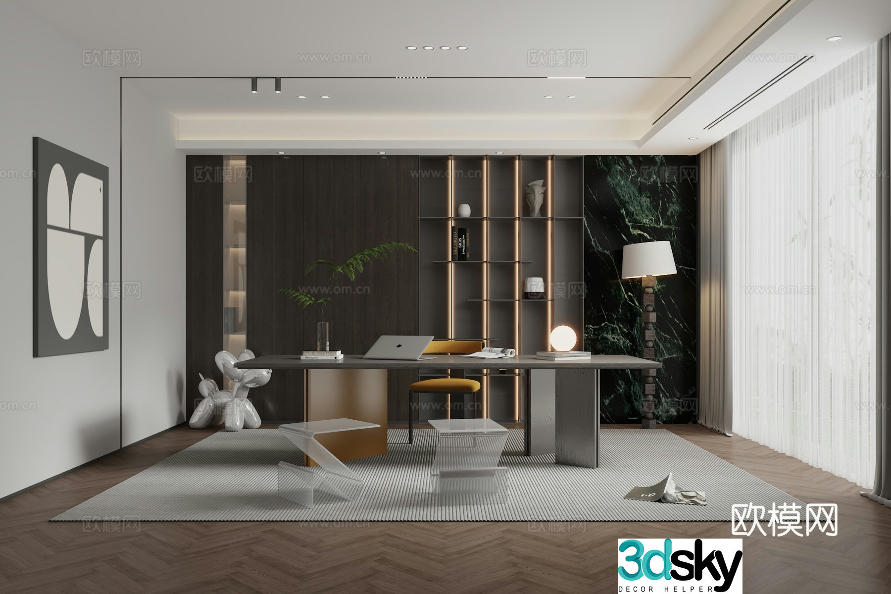 Modern study 3d model